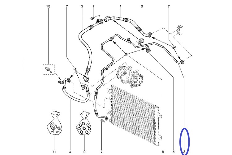 Трубка кондиционера между компрессором и испарителем Лада Ларгус, Рено Логан, Дастер, оригинал 8450090072