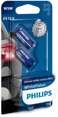 Лампа габаритная Philips White Vision компл 2 шт W5W 39204330 / 12961NBVB2
